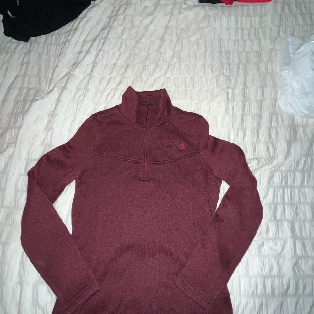 North Face 1:4 Zip Burgundy Pull Over - Picture 2 of 9